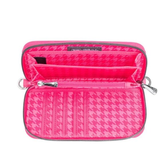 Lug Whirly RFID Wristlet Wallet Powerful Pink - Micro Houndstooth Pink Interior - Picture 3 of 12
